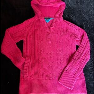Tommy Hilfiger Fuchsia Cable Knit Cowl Sweater